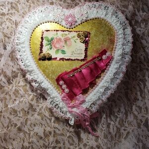 Junk journal inspired by heart shape vintage candy box